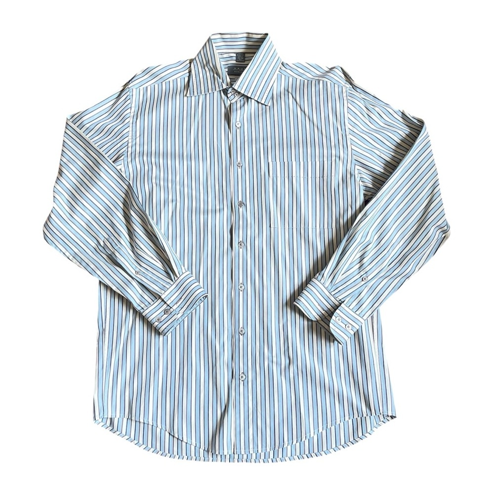 Haupt Cream and Blue Stripes Button Up Shirt US M